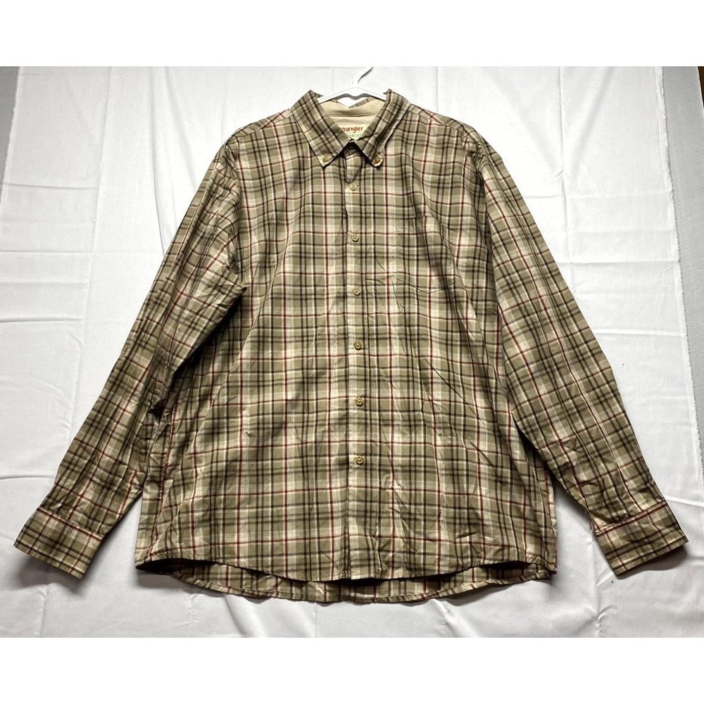Wrangler Authentics Shirt Men XL Multicolor Plaid Cotton Long Sleeve Button Down